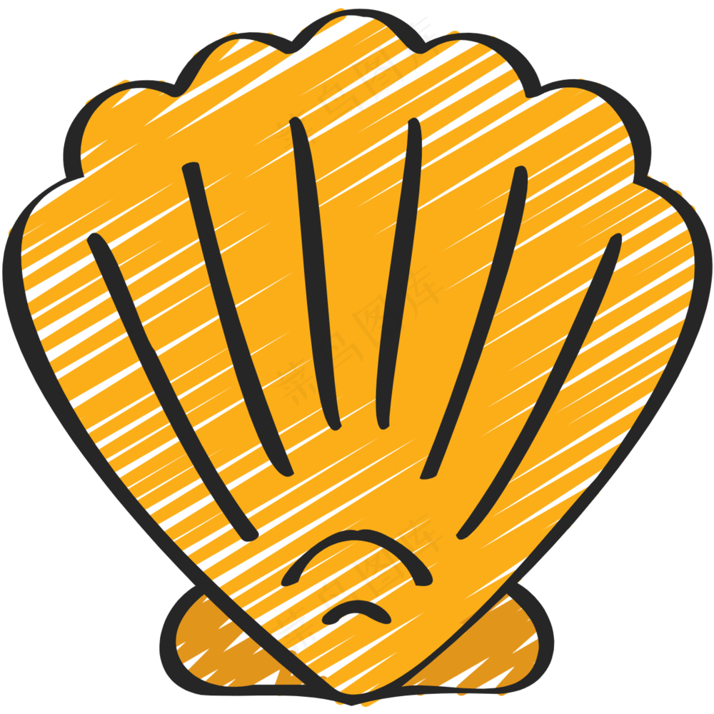 黄色贝壳 铅笔手绘图标icon