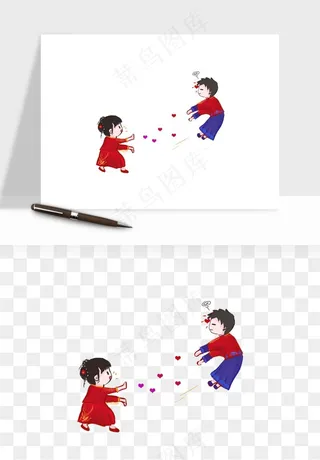 卡通中式婚礼新人png免抠
