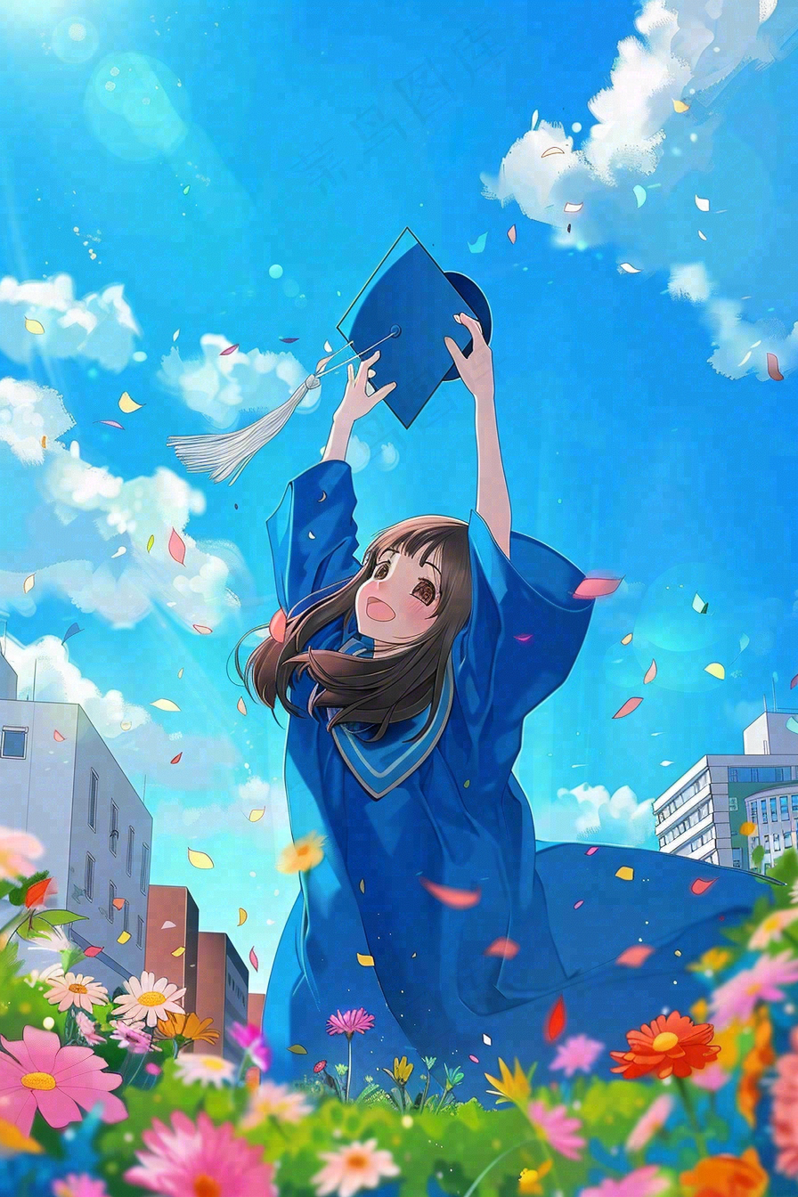 学生毕业季考试青春插画背景