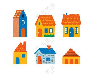 多彩卡通风建筑造型儿童教育插图