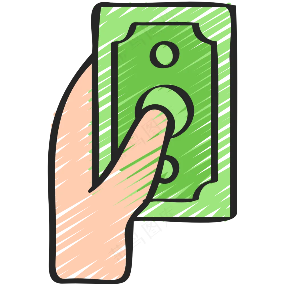 付款 给钱 支付 铅笔手绘图标icon