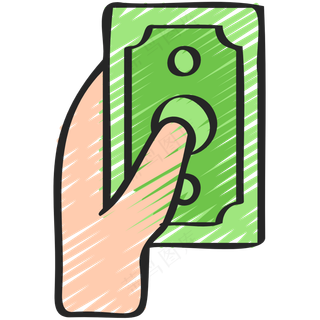 付款 给钱 支付 铅笔手绘图标icon