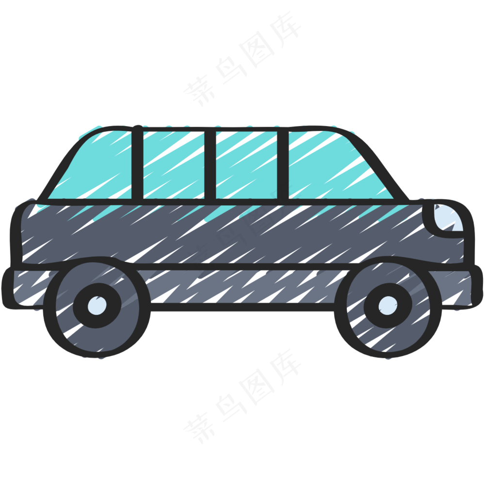 高级加长轿车 铅笔手绘图标icon