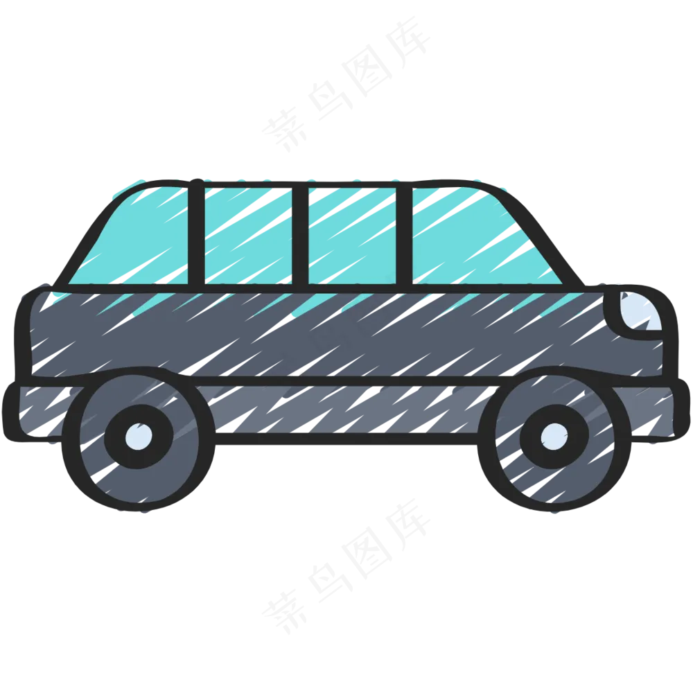 高级加长轿车 铅笔手绘图标icon