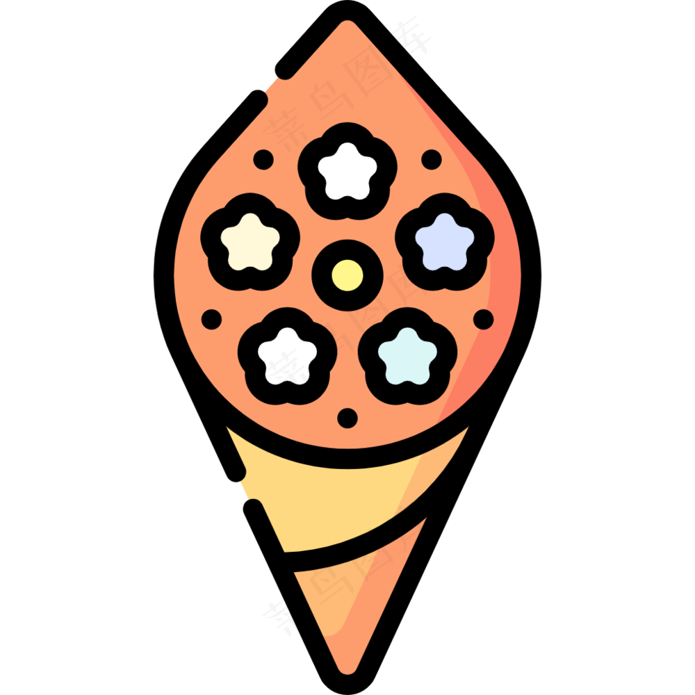 彩色纸筒花束 线性彩色花卉图标