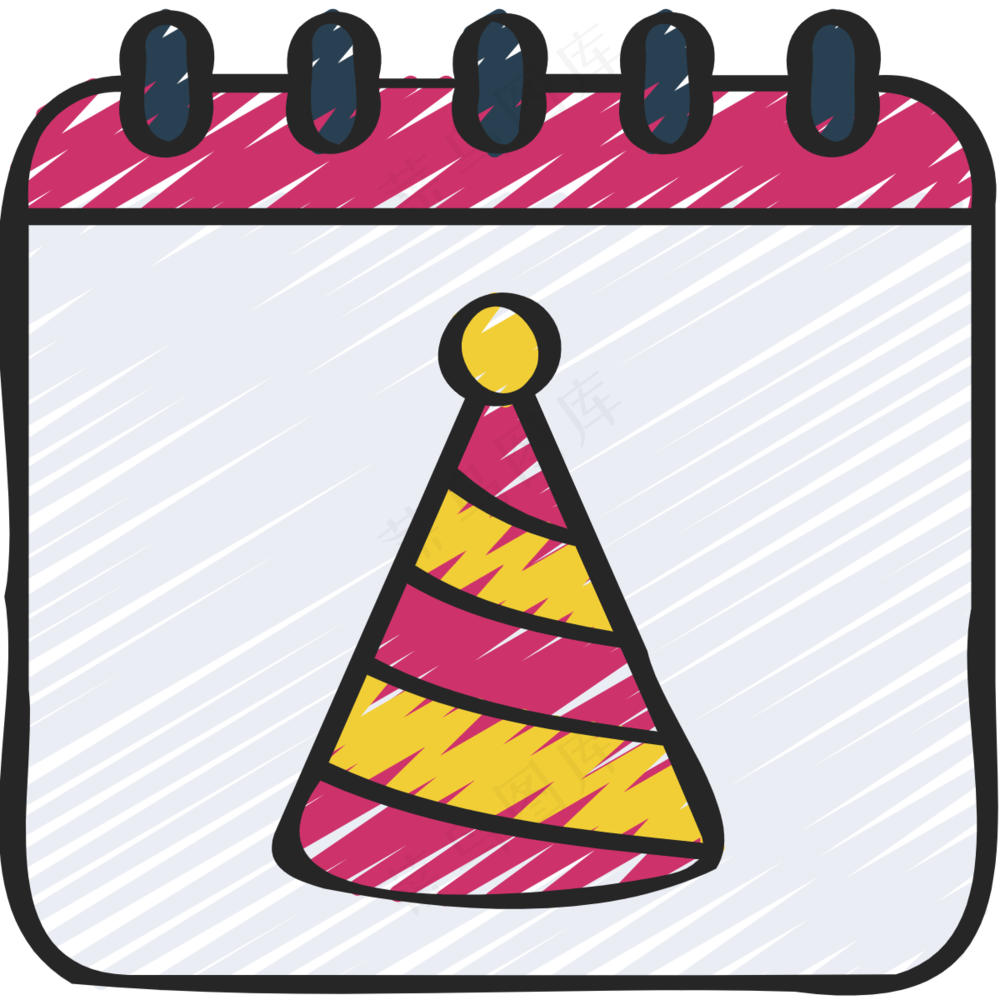 派对日历 铅笔手绘图标icon