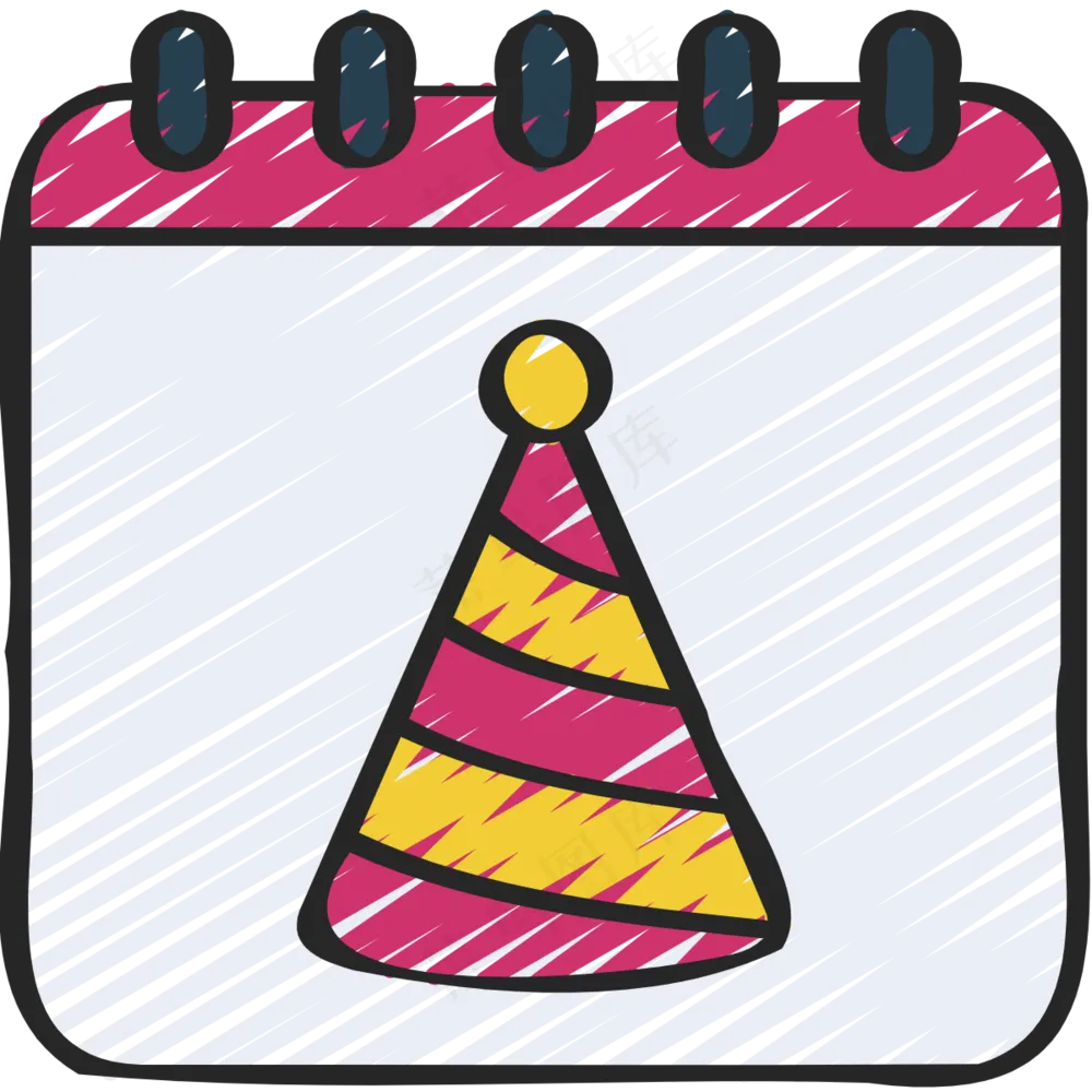 派对日历 铅笔手绘图标icon