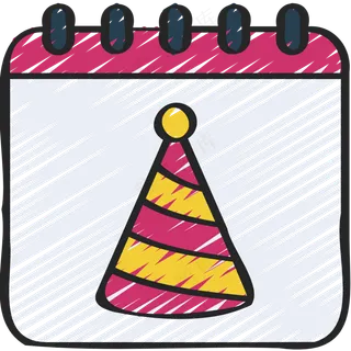 派对日历 铅笔手绘图标icon