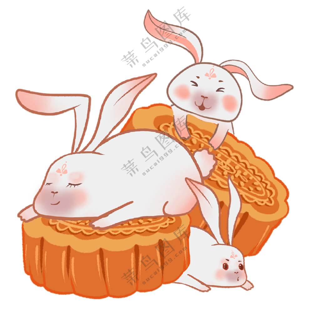 中秋月饼玉兔透明素材