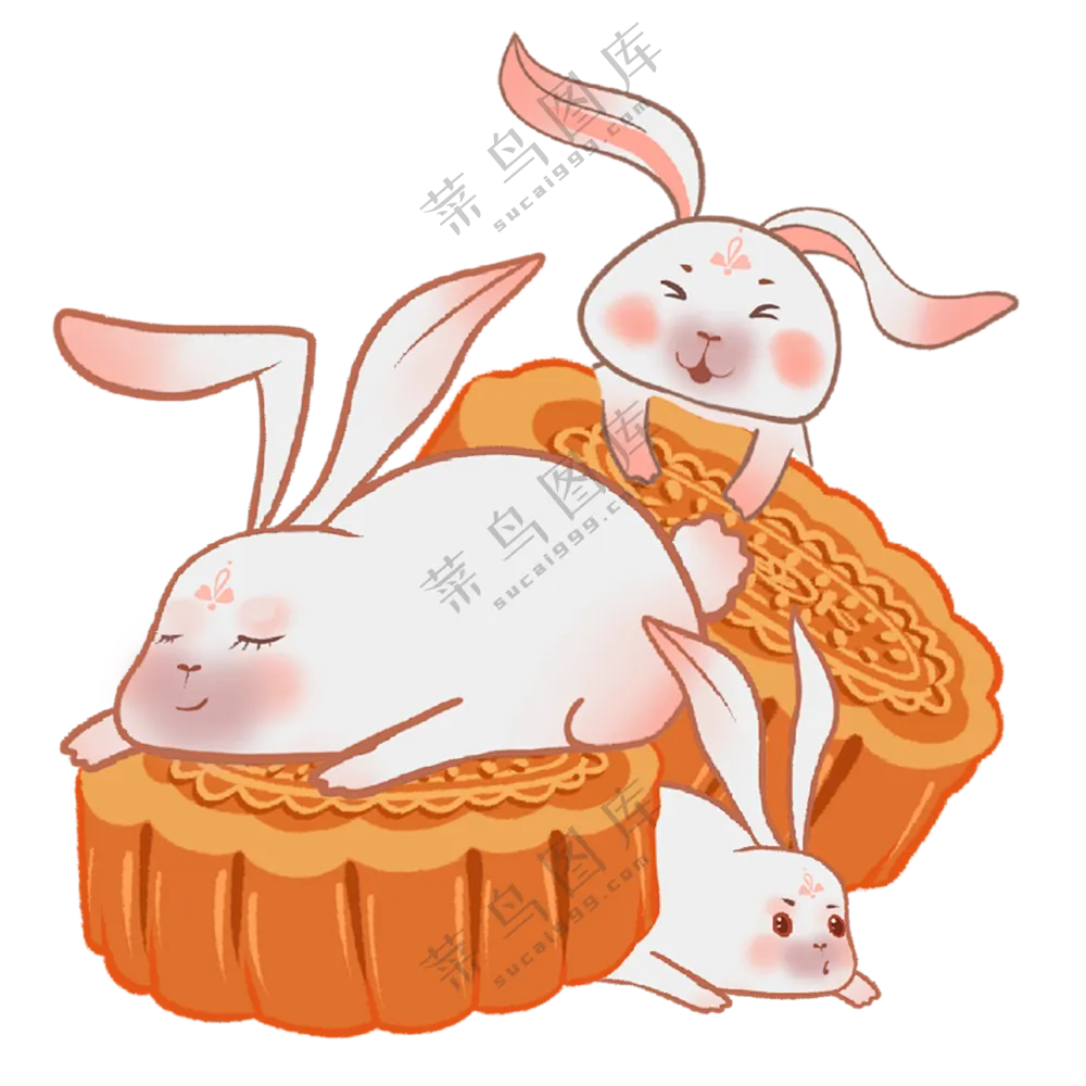 中秋月饼玉兔透明素材