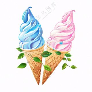 夏日冰淇淋冰凉卡通插画免抠