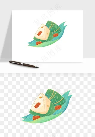 国潮粽子手绘肉粽png免抠