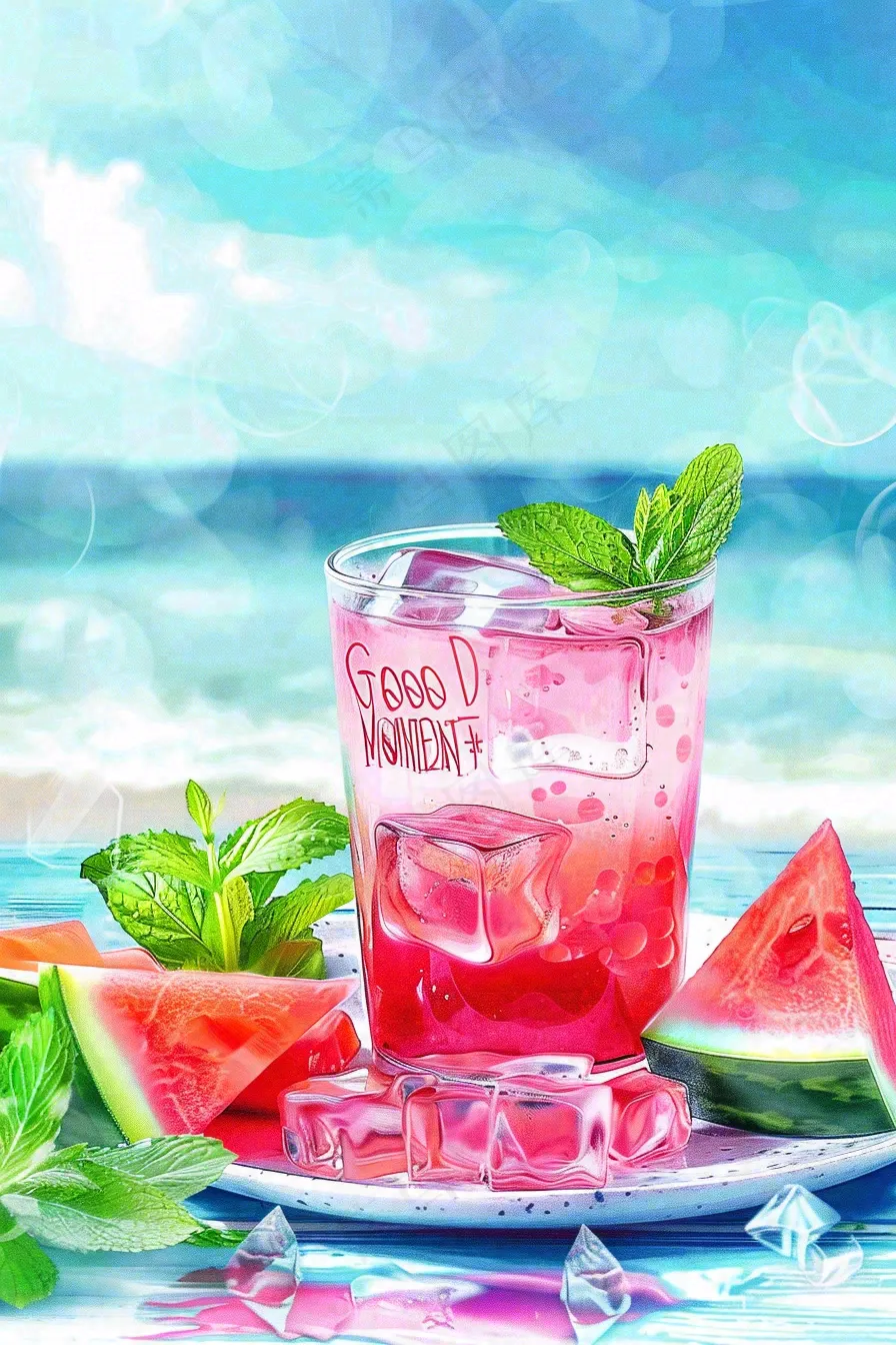 夏日冰镇饮料西瓜解暑小暑大暑摄影图