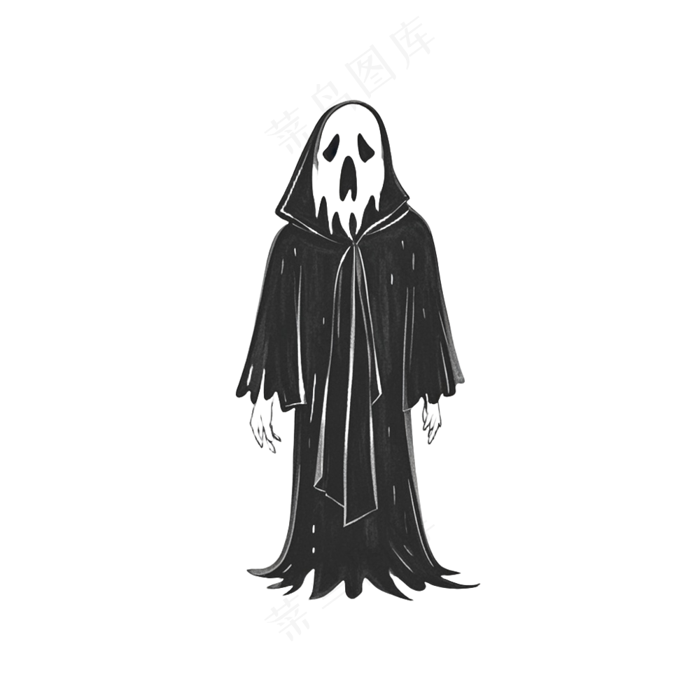 黑白委屈恐怖死神免抠图