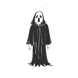黑白委屈恐怖死神免抠图