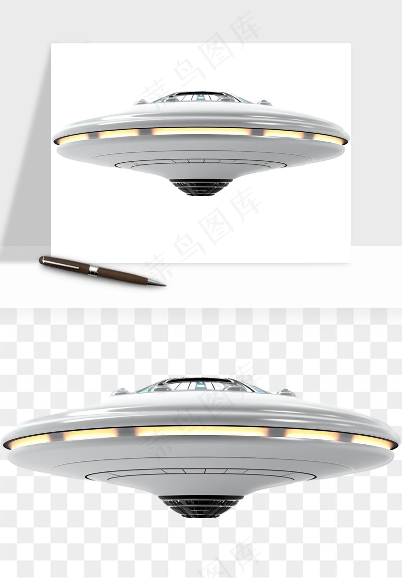 立体飞碟UFO外星人飞船png免抠