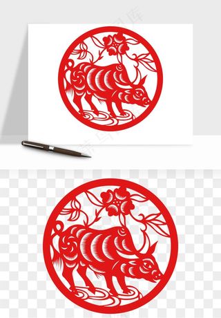 春节福字窗花剪纸png免抠