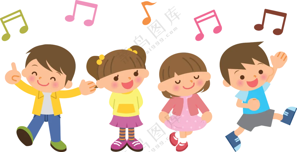 跟随着音乐节奏起舞的儿童免抠图片