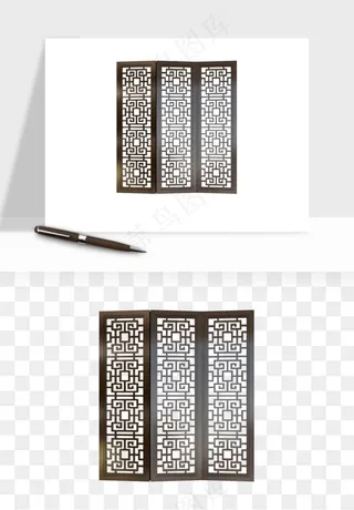 屏风国风元素png免抠