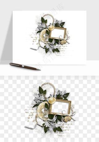 复古花卉相框欧式png免抠