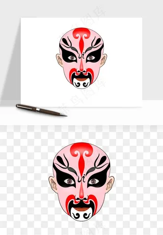 手绘戏剧脸谱卡通面具png免抠