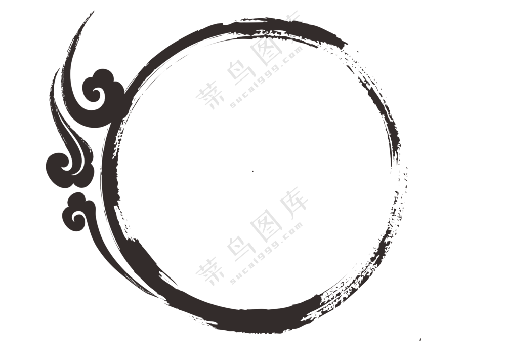 祥云元素装饰水墨笔触边框免抠图片