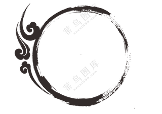 祥云元素装饰水墨笔触边框免抠图片