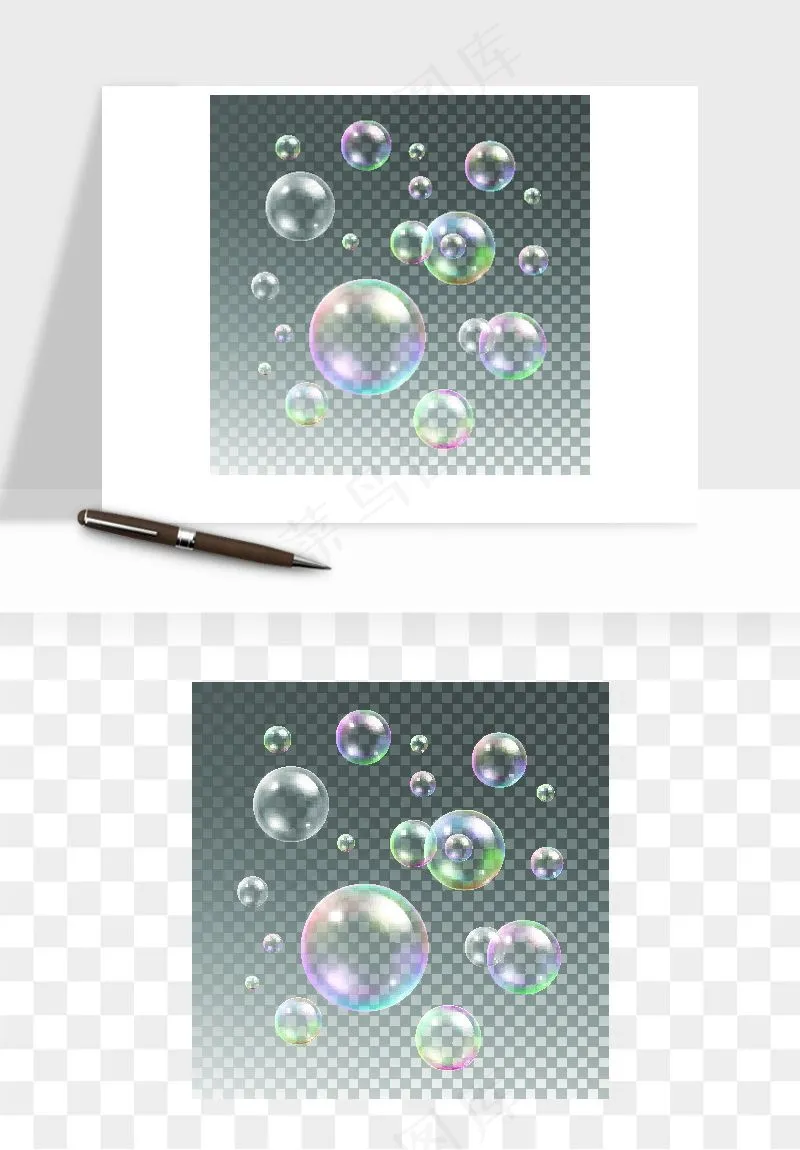 彩色气泡肥皂泡矢量png免抠