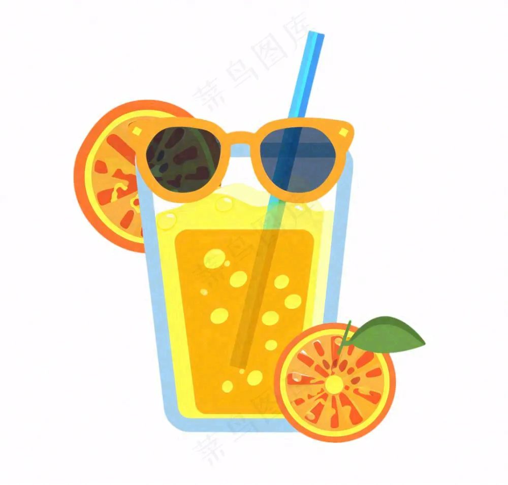 夏日海洋海滩元素卡通插画免抠