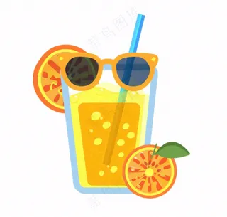 夏日海洋海滩元素卡通插画免抠