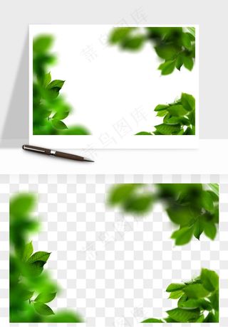 绿叶虚化前景树枝png免抠