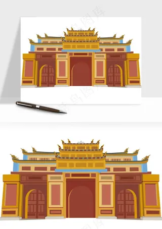 国潮风古建筑古楼古塔鼓楼ai,png免抠图