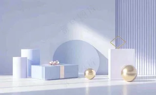 电商促销简约立体几何海报背景电商C4D展台背景