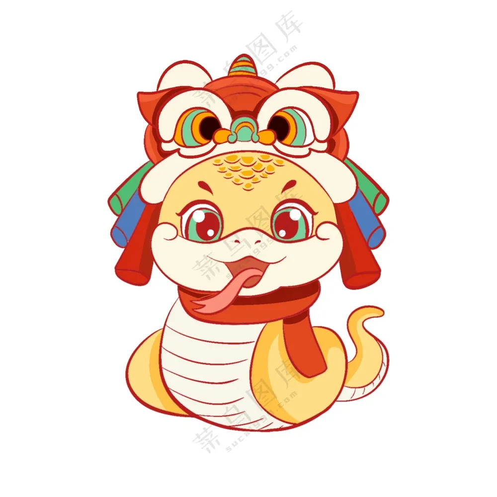 蛇年IP形象插画2025新春贺岁吉祥物蛇宝宝PSD分层图-21