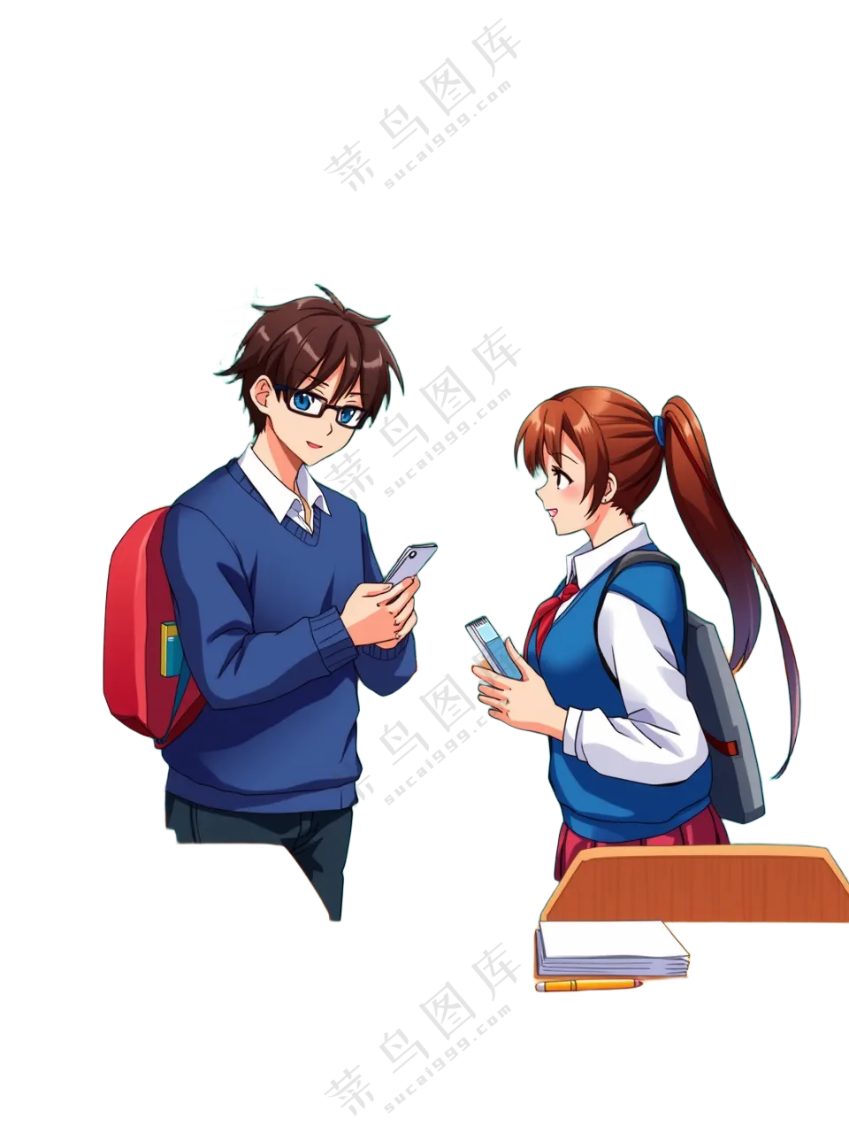 正在交流的学生