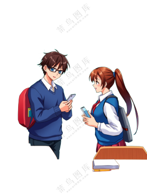 正在交流的学生