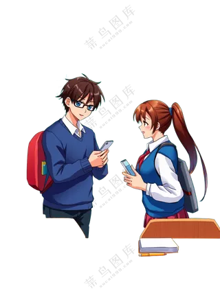 正在交流的学生