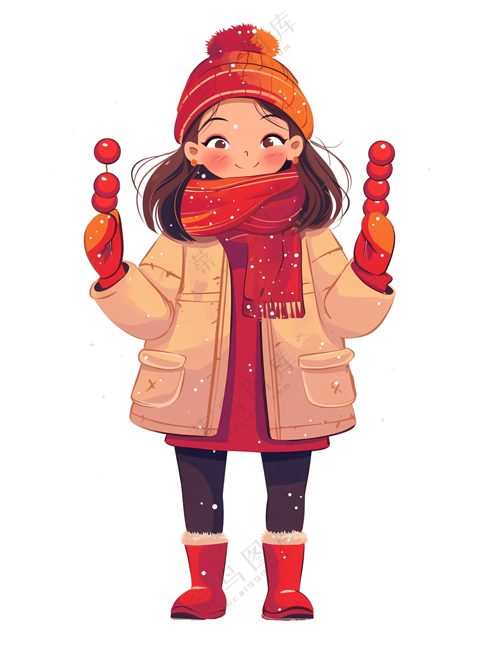 冬季春节人物素材女孩糖葫芦