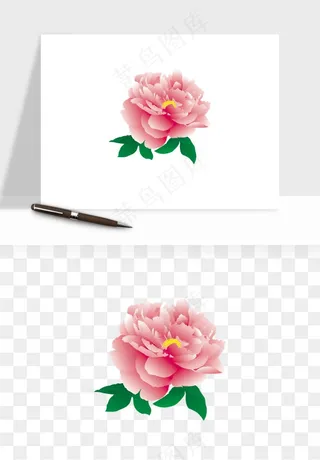 手绘国潮牡丹花花卉图案png免抠