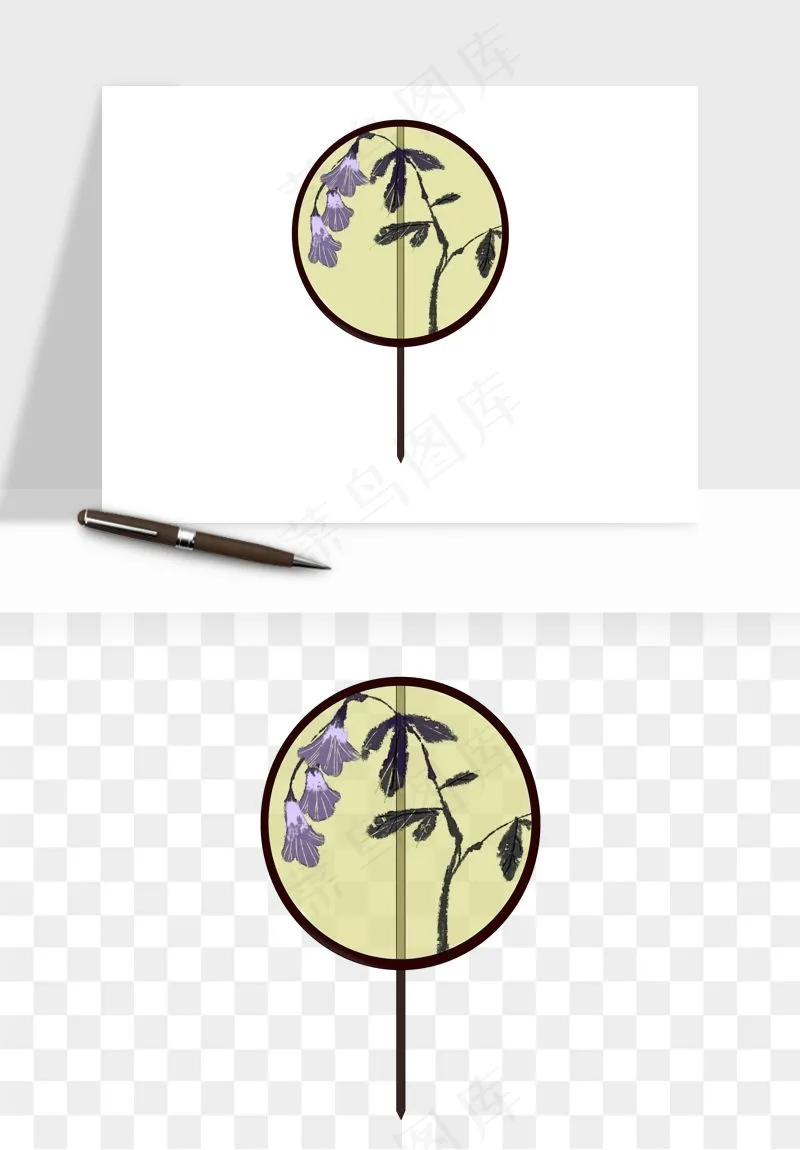 古风扇子元素png免抠