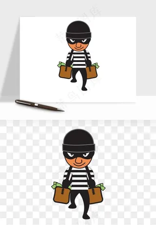卡通小偷黑客png免抠