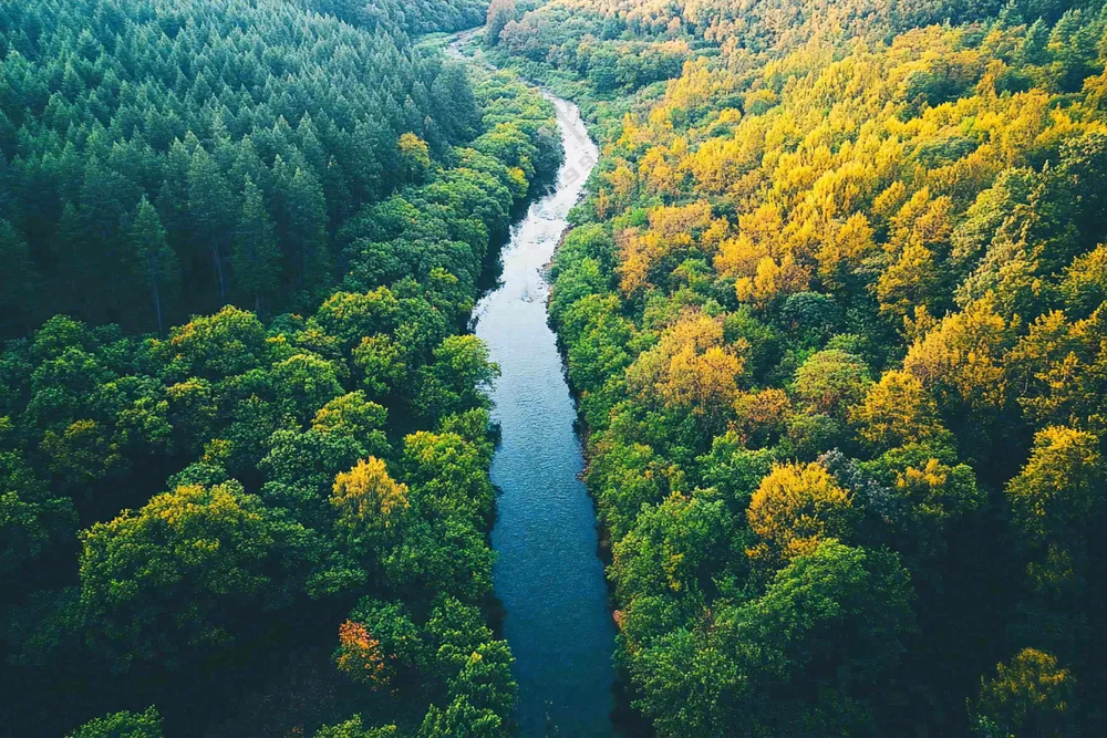 秋天立秋森林大自然风景摄影图