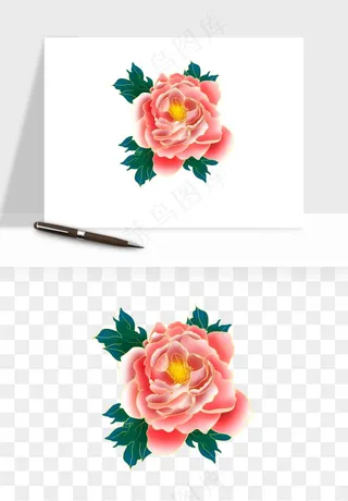 手绘国潮牡丹花花卉图案png免抠