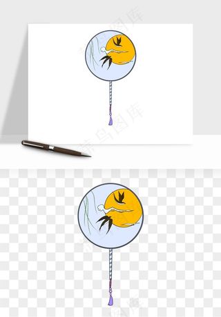 古风扇子元素png免抠