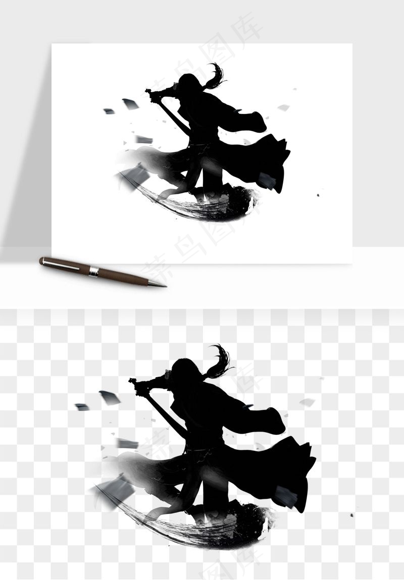 水墨江湖侠客武侠剪影png免抠