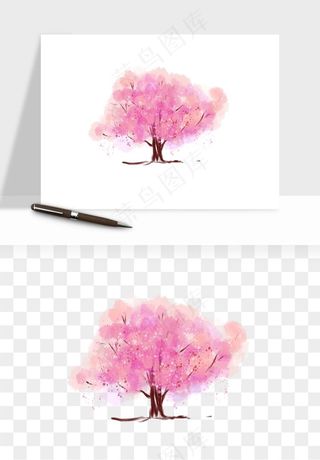 手绘浪漫花树桃花树png免抠