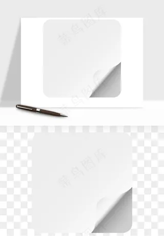 白纸卷边角翻页效果png免抠