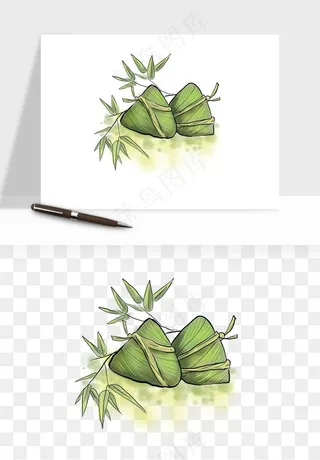 国潮粽子手绘肉粽png免抠