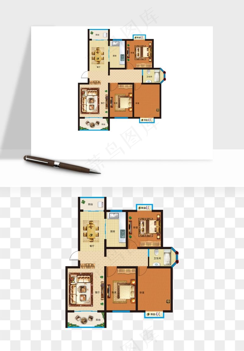 楼盘户型建筑图png免抠