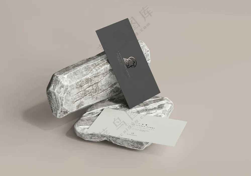 轻奢黑白商务名片卡片样机烫金效果模板-8